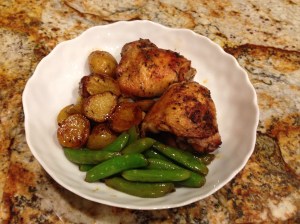Roast chicken and potatoes