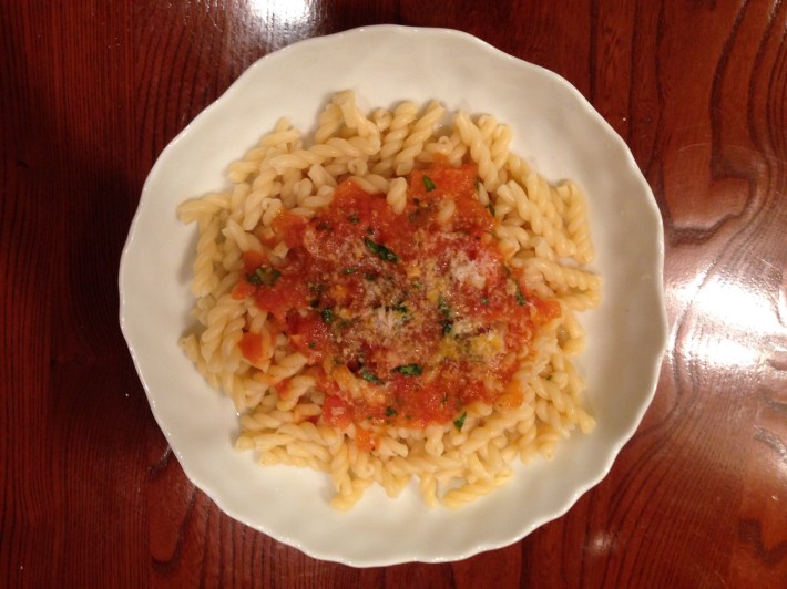 home made tomato basil pasta