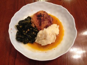 Braised chicken and kale