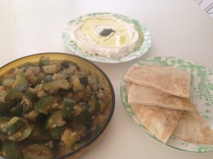 Zucchini With Onions and Allspice and Labne With Olive Oil